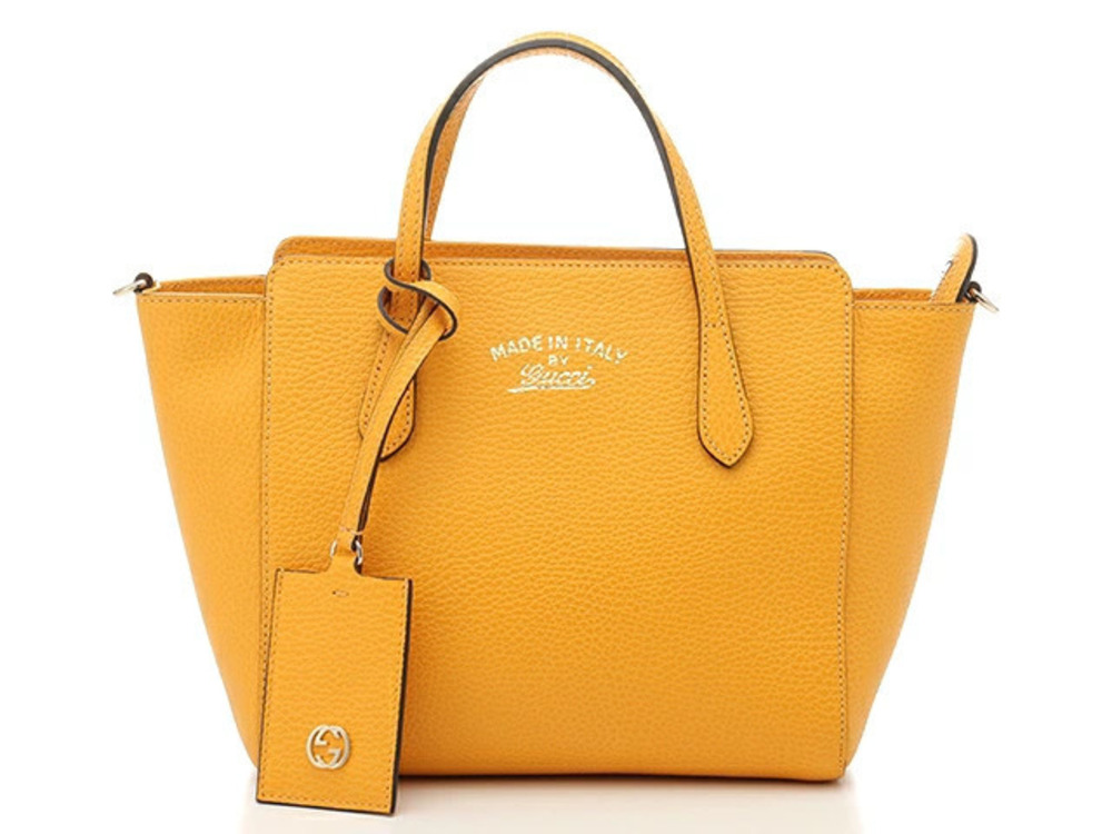 Gucci Swing Tote Bag Calfskin Yellow